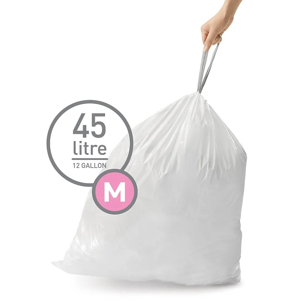 simplehuman 12 Gallon Trash Bag, Low Density, White (CW0261)