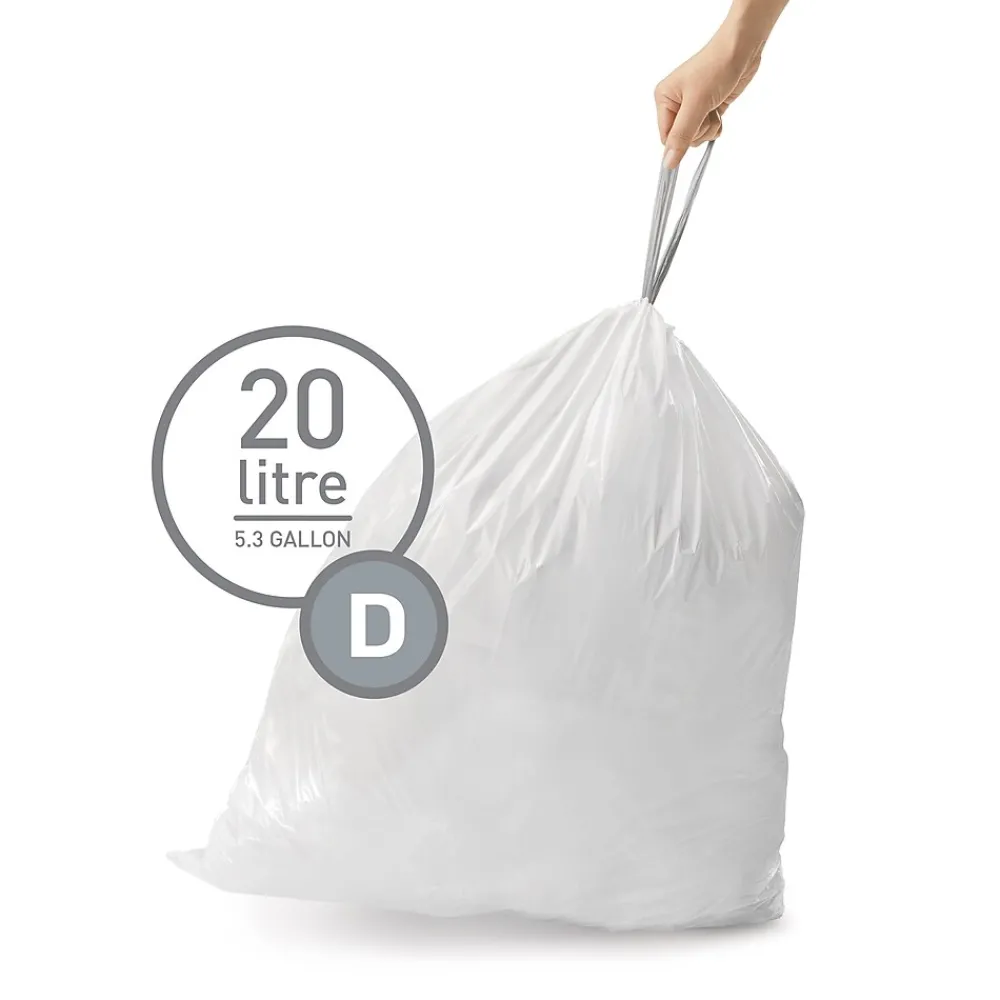 simplehuman 5.2 Gallon Trash Bag, Low Density, White (CW0254)