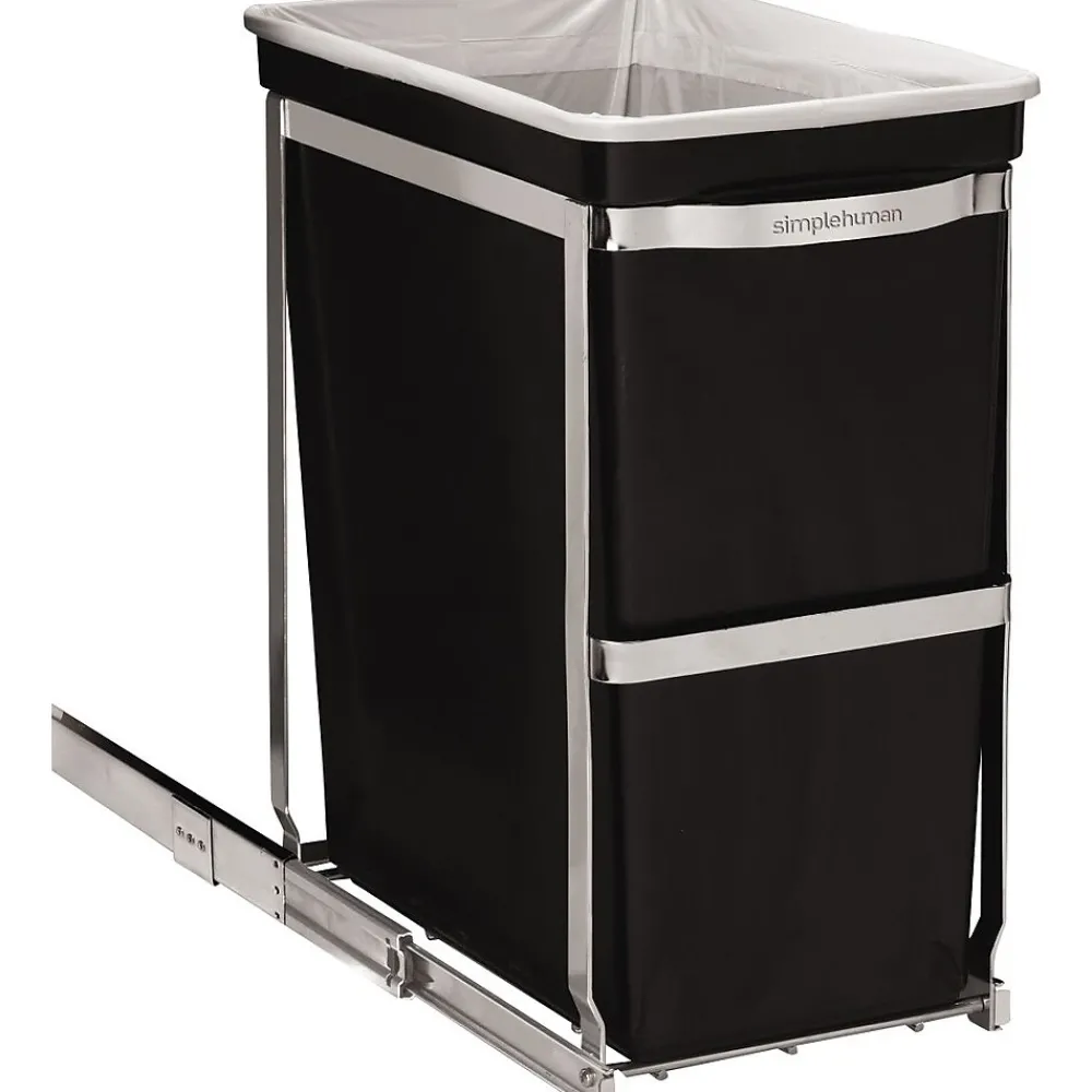 simplehuman Pull-Out Trash Can, Black, 8 Gal. (CW1124)