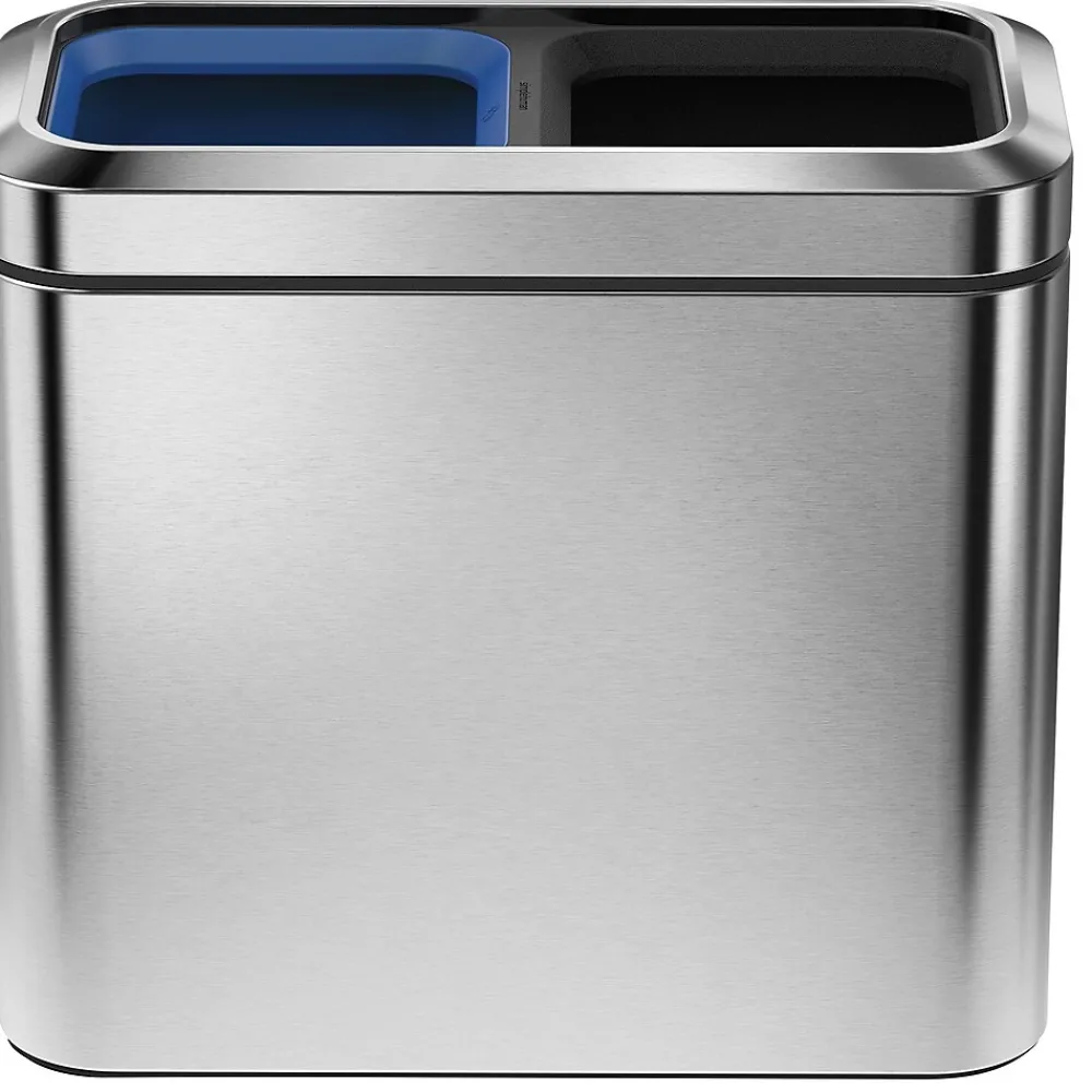 simplehuman ® Slim Open Recycler, Brushed Stainless Steel, 5.25 Gallon