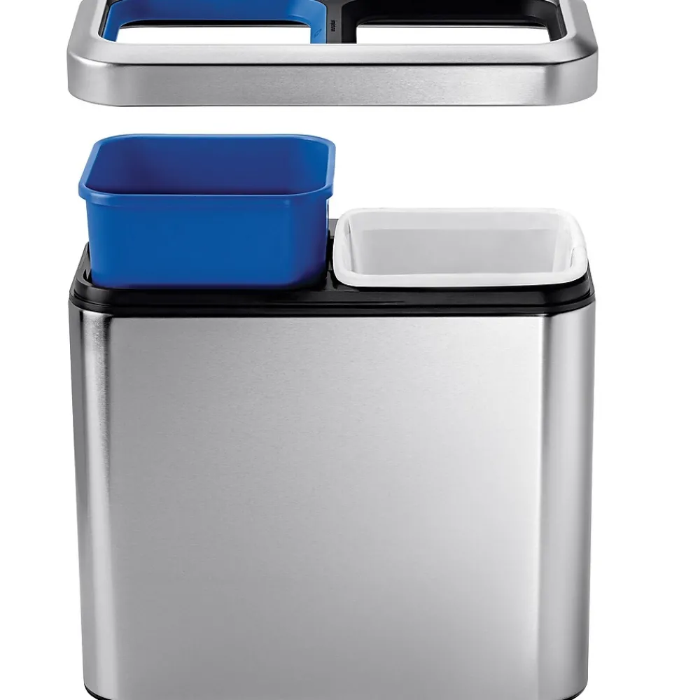 simplehuman ® Slim Open Recycler, Brushed Stainless Steel, 5.25 Gallon