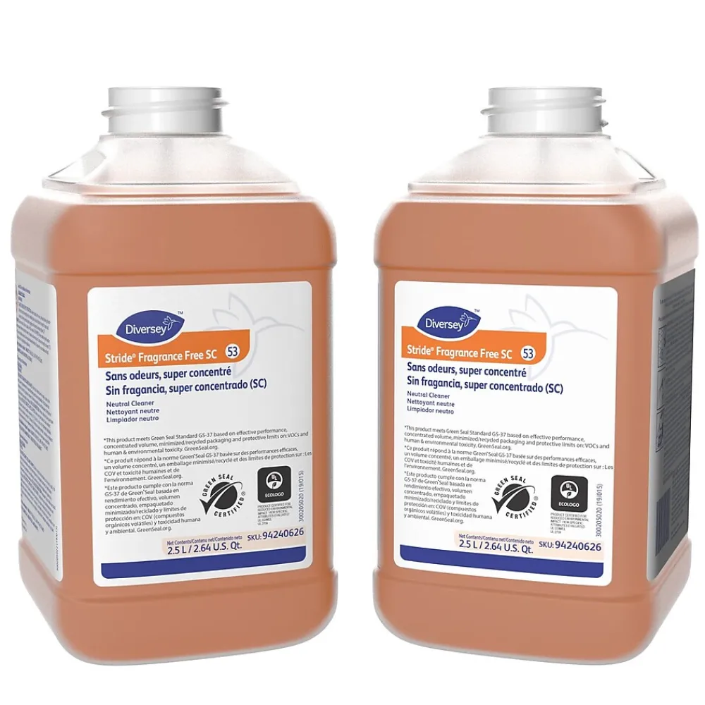 Diversey Stride Fragrance-Free All-Purpose Cleaners & Spray, 2.5 Gallons, 2.5 Liter, 2/Carton (94240626)