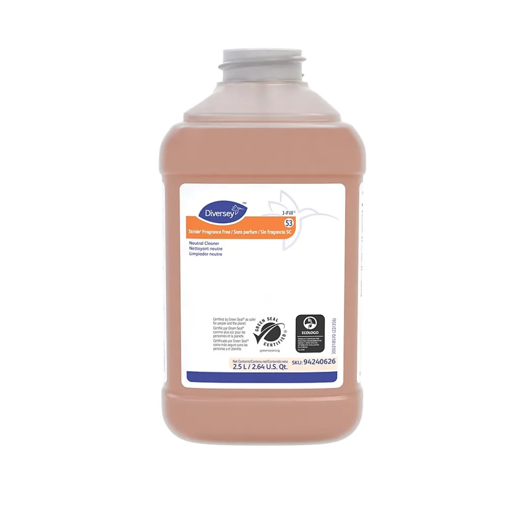 Diversey Stride Fragrance-Free All-Purpose Cleaners & Spray, 2.5 Gallons, 2.5 Liter, 2/Carton (94240626)