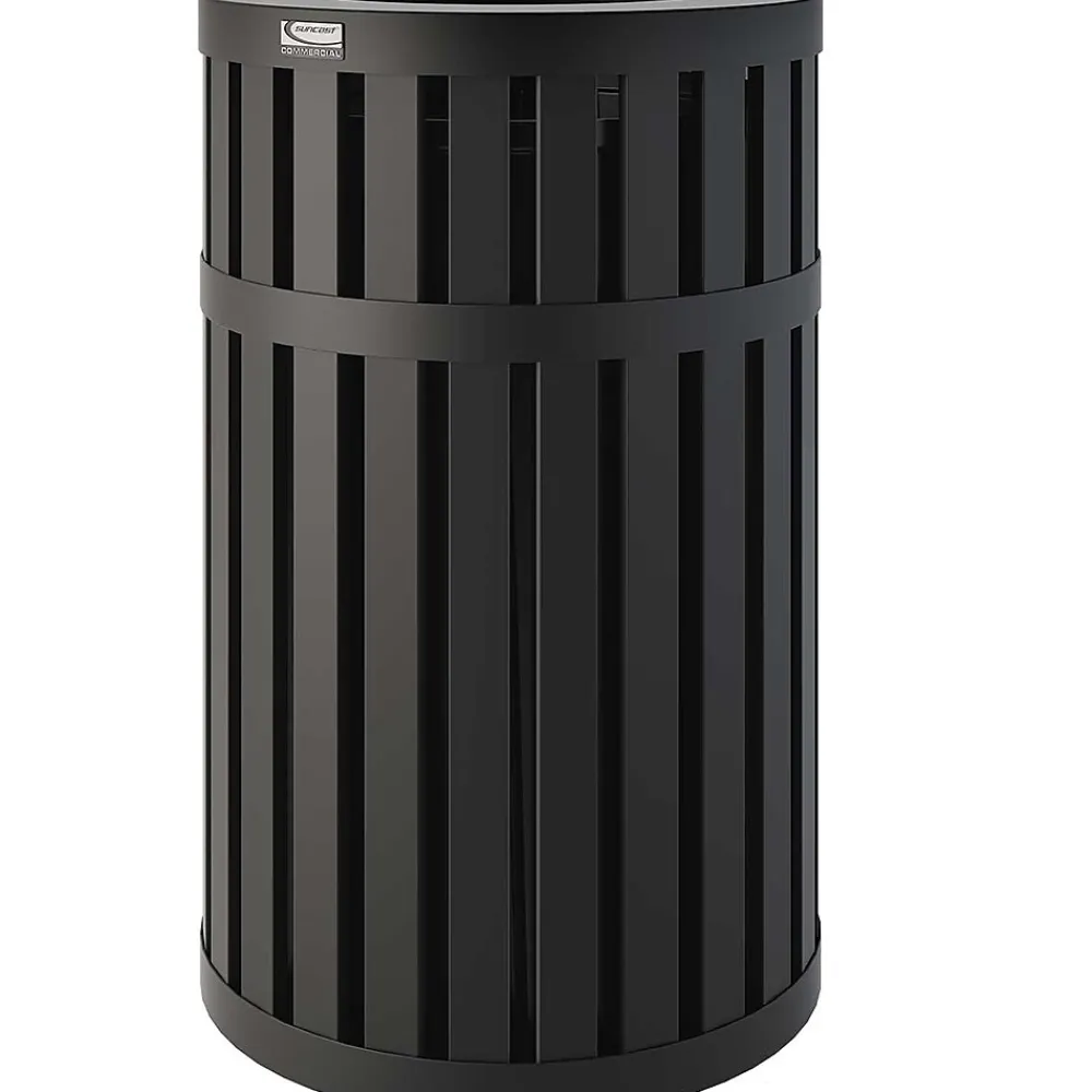 Suncast Commercial Steel Trash Can, 45 Gallon, Black (MTCRND4500)