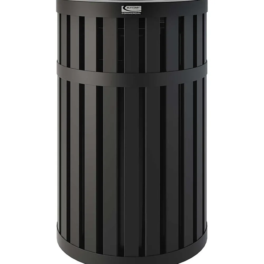 Suncast Commercial Steel Trash Can, 45 Gallon, Black (MTCRND4500)