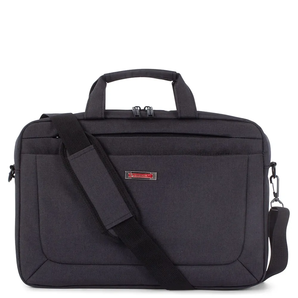 Swiss Mobility Cadence Polyester Two Section Briefcase, Charcoal (EXB1009SMCH)