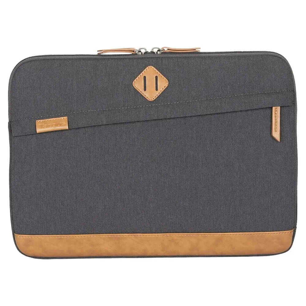 Targus Strata III Laptop Sleeve, Gray/Brown Polyester/Leatherette (TBS93004GL)