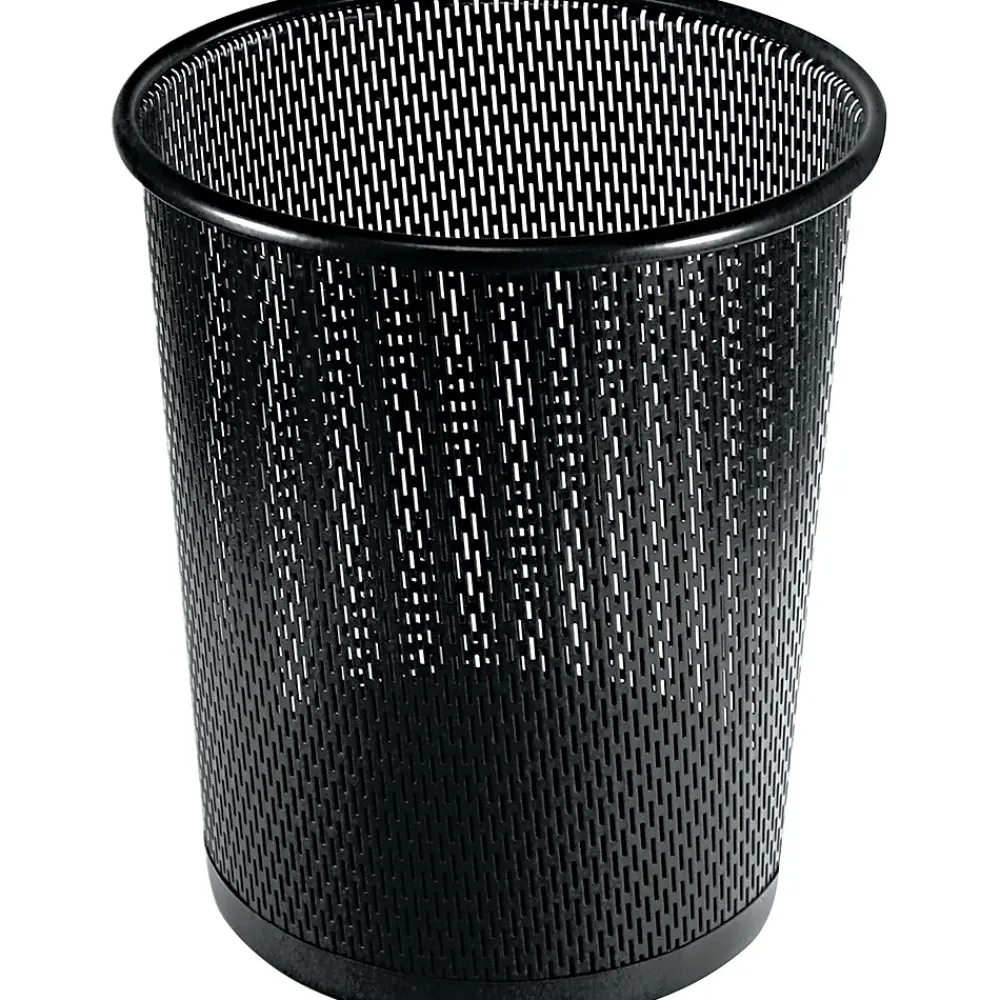 Artistic Urban Collection Punched Metal Wastebin, 595.82 Ml, Steel, Black Satin, 9"dia