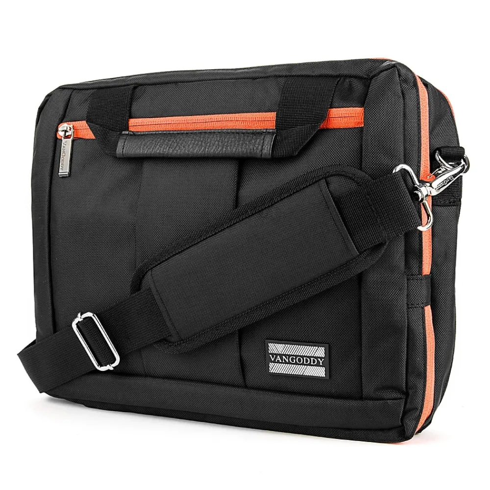 Vangoddy Laptop Briefcase, Black/Orange Nylon (PT_NBKLEA294_17)