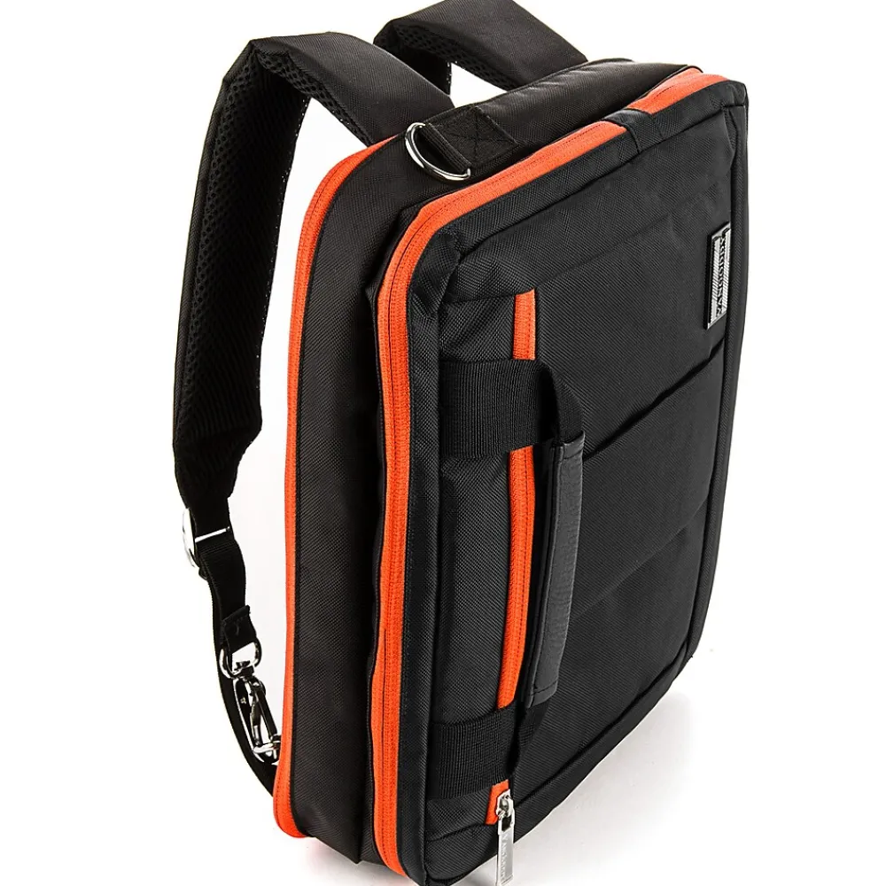 Vangoddy Laptop Briefcase, Black/Orange Nylon (PT_NBKLEA294_17)