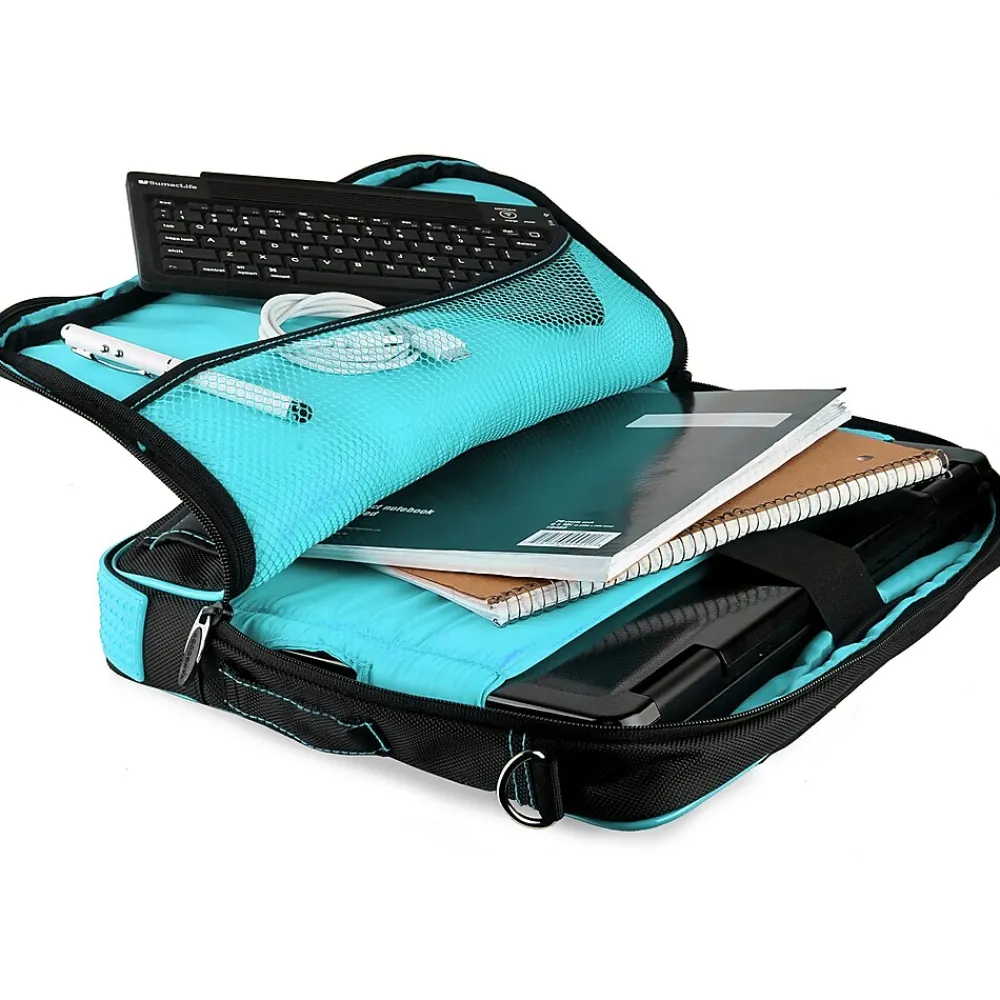 Vangoddy Nylon Business Messenger Bag, Black/Aqua (PT_NBKLEA781_17)