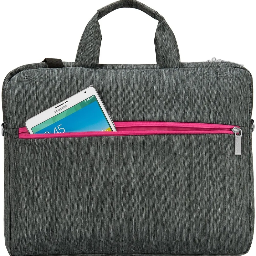 Vangoddy Wave Laptop Briefcase, Gray/Magenta Nylon (NBKLEA602)