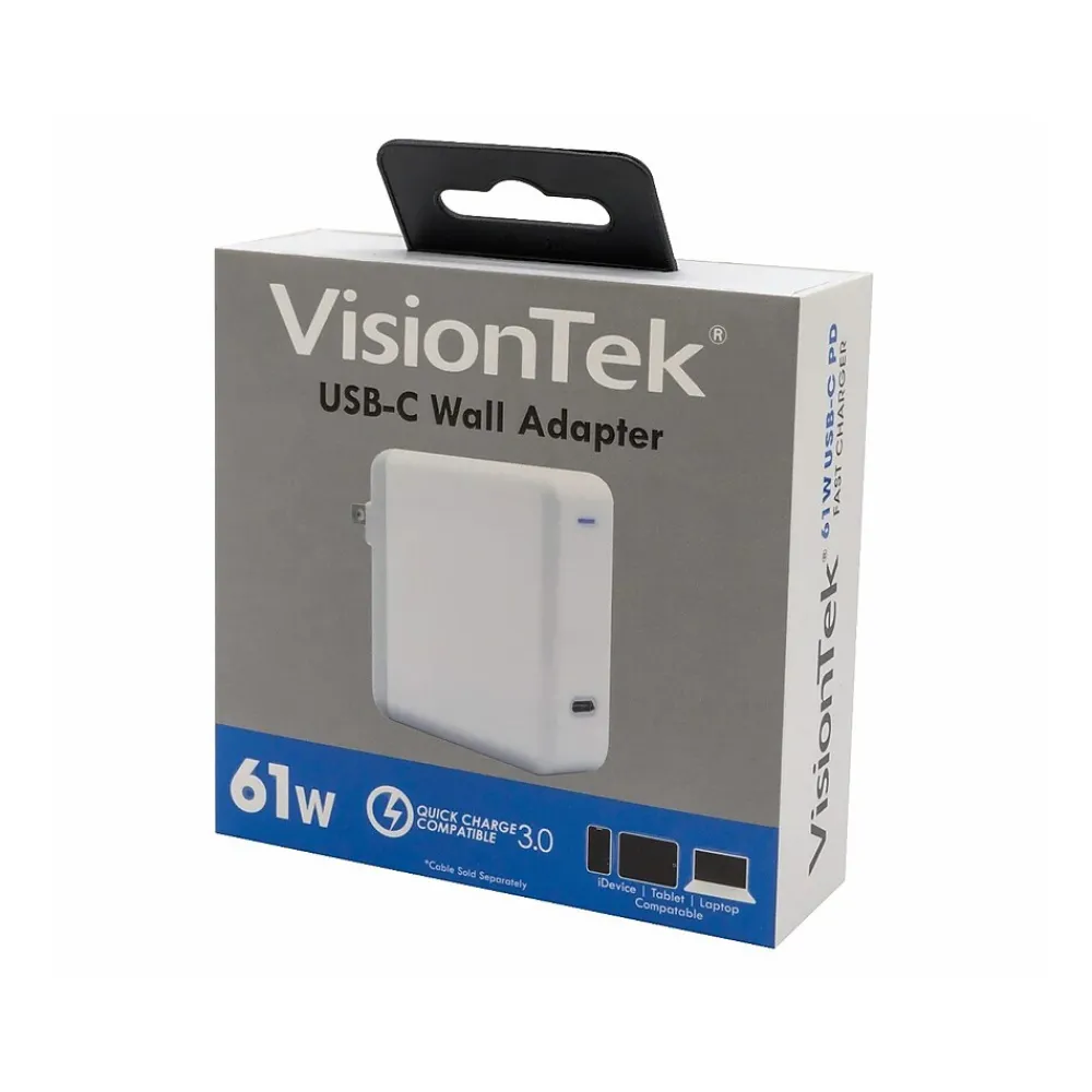 VisionTek USB-C 61W Quick Charger, White (901283)