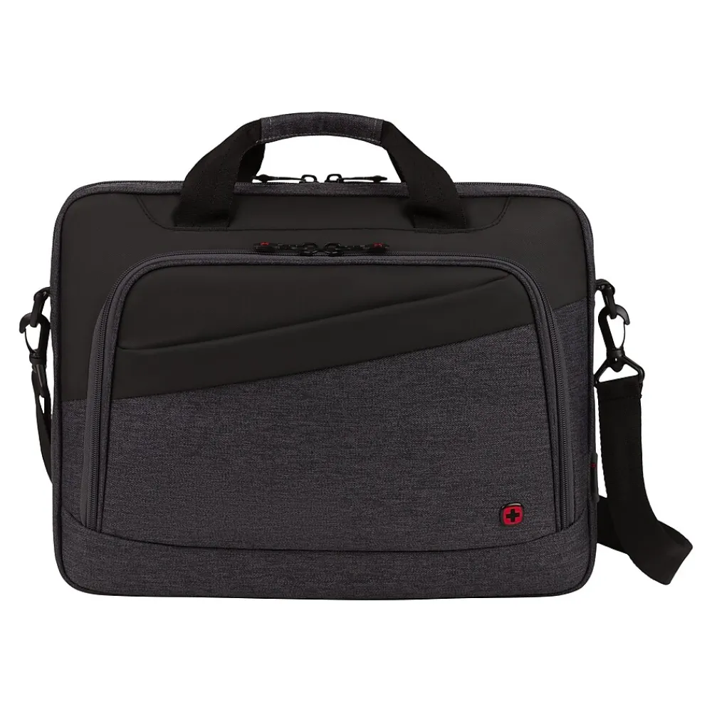 Wenger State Laptop Slim Briefcase, Black/Gray Heather Polyester (WG3860204581)