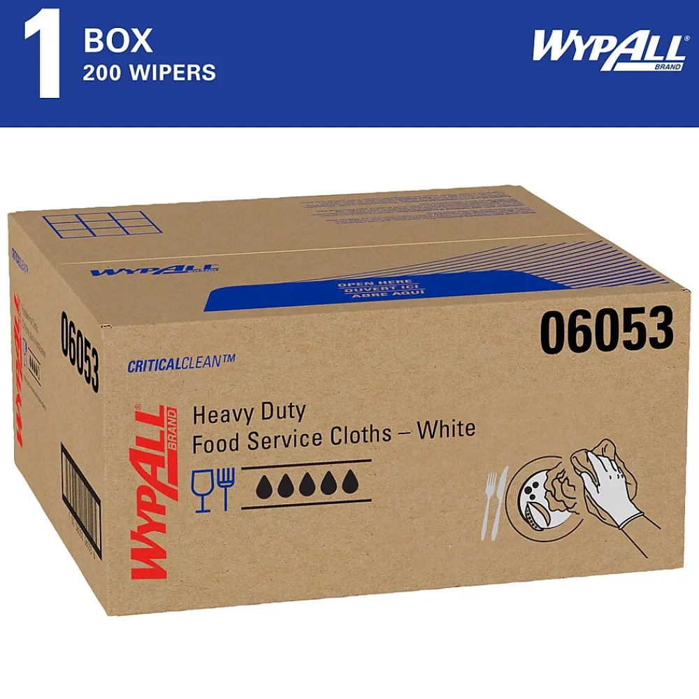 WypAll CriticalClean Foodservice Cloths, 12.5" x 23.5", White, 200 Sheets/Box (06053)