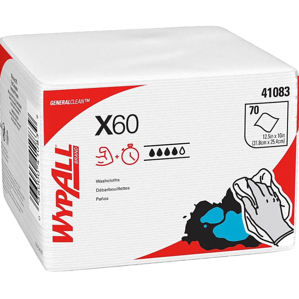 WypAll GeneralClean X60 Cleaning Cloths, 12.5" x 10", White, 70 Sheets/Pack, 8/Carton (41083)