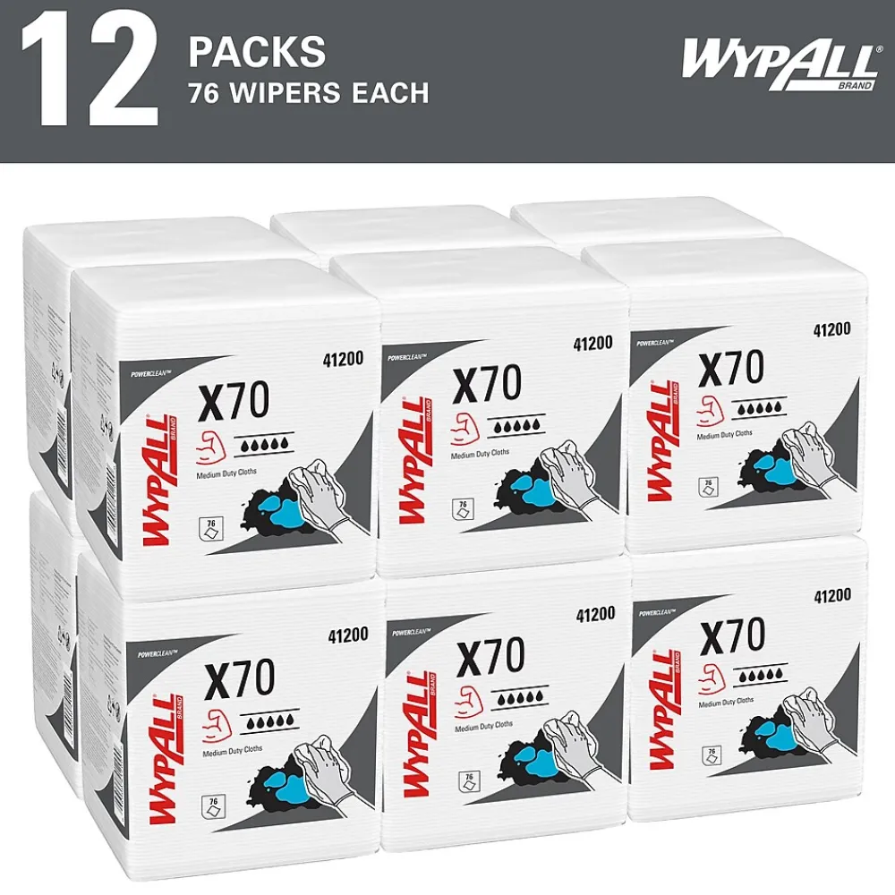 WypAll PowerClean X70 Fabric Cleaning Towels, 12, White, 12/Carton (4120050)