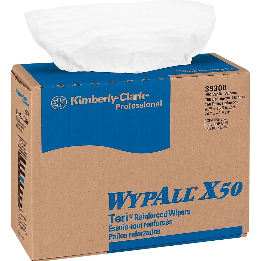 WypAll X50 Paper Cleaning Wipers, 9.9" x 8.9", white, 150 Wipers/Box (39300)